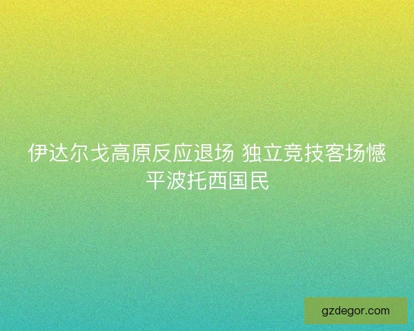 伊达尔戈高原反应退场 独立竞技客场憾平波托西国民