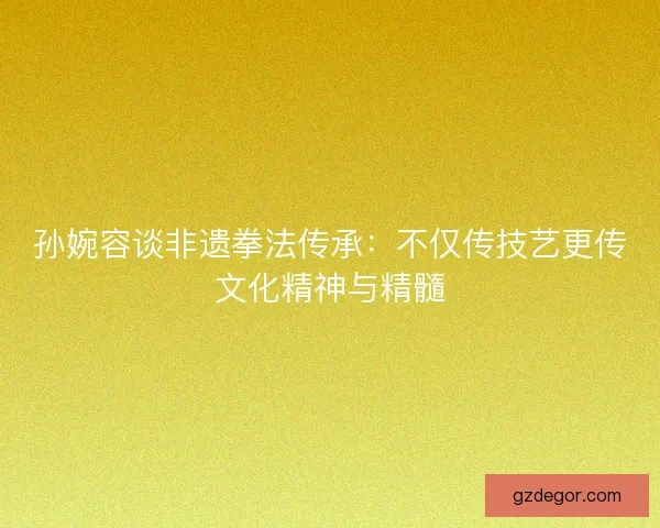 孙婉容谈非遗拳法传承：不仅传技艺更传文化精神与精髓